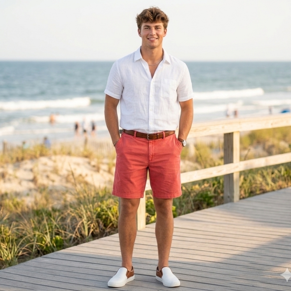 Peter Millar‎ Coral Pima Cotton Mens 9in Inseam Shorts Size 34